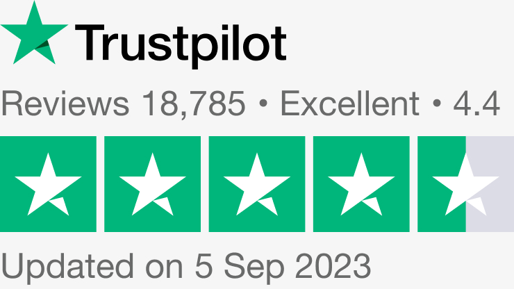 Rated excellent on Trustpilot on 5 September, based on 18,785 reviews
